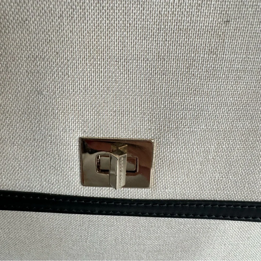 Women's Hugo Boss black  leather  cream canvas Handbag